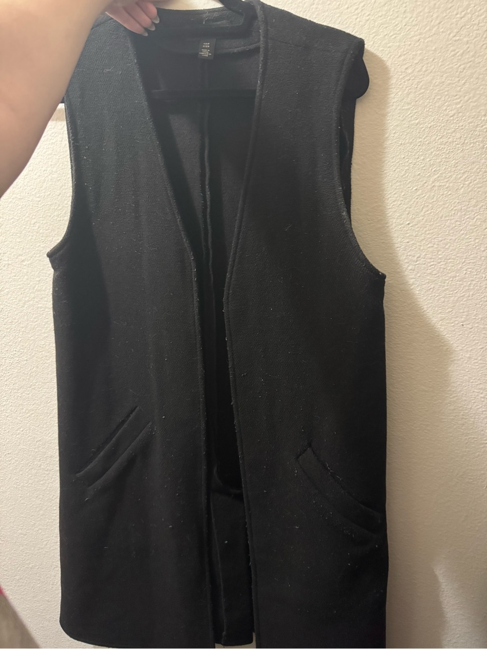 ONE/SIZE Black Sleeveless CASHMERE Long Vest